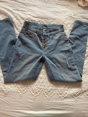 Justice High-Rise Button-Fly Light Blue Women's Jeans